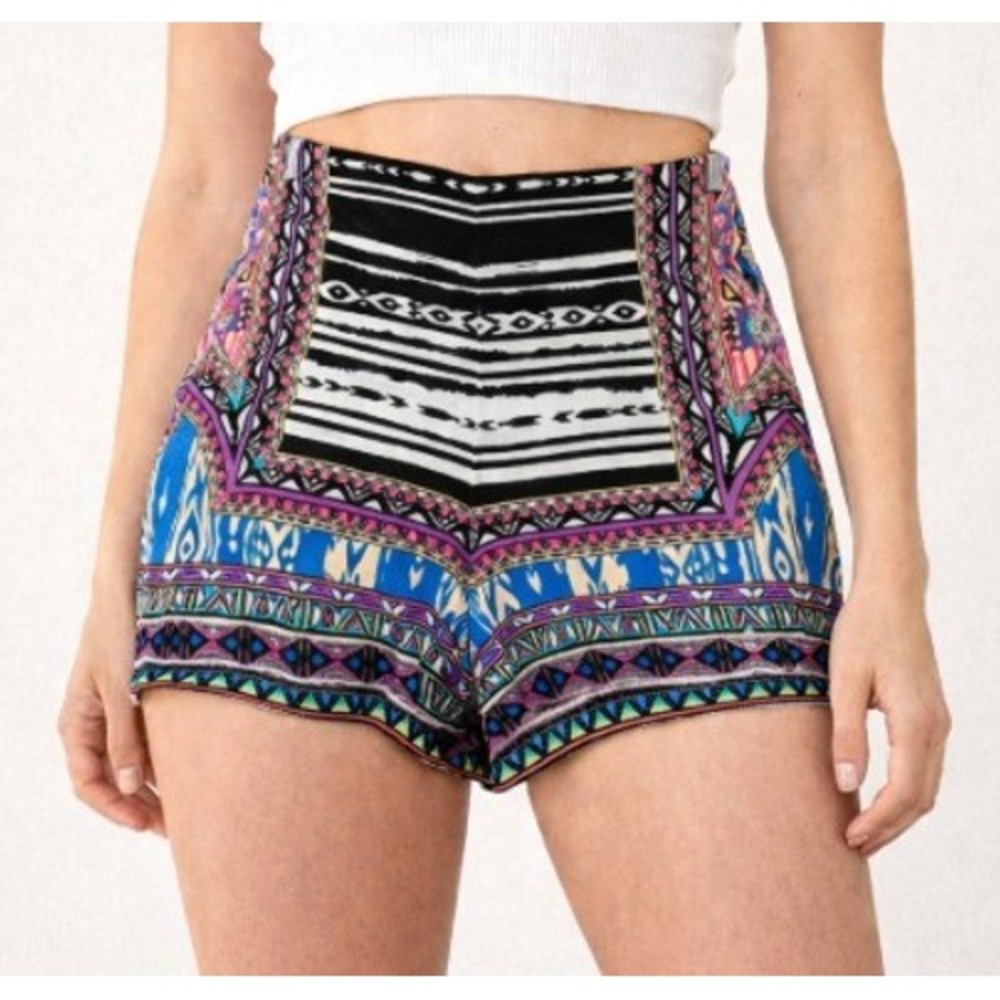 Vintage Y2K‎ Flying Tomato High Rise Shorts S Multicolor Aztec Boho Festival